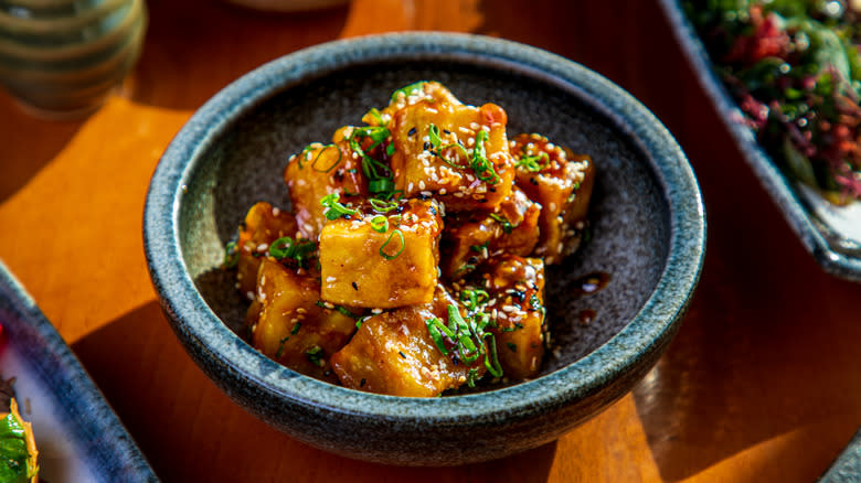 Tofu with sesame and scallions