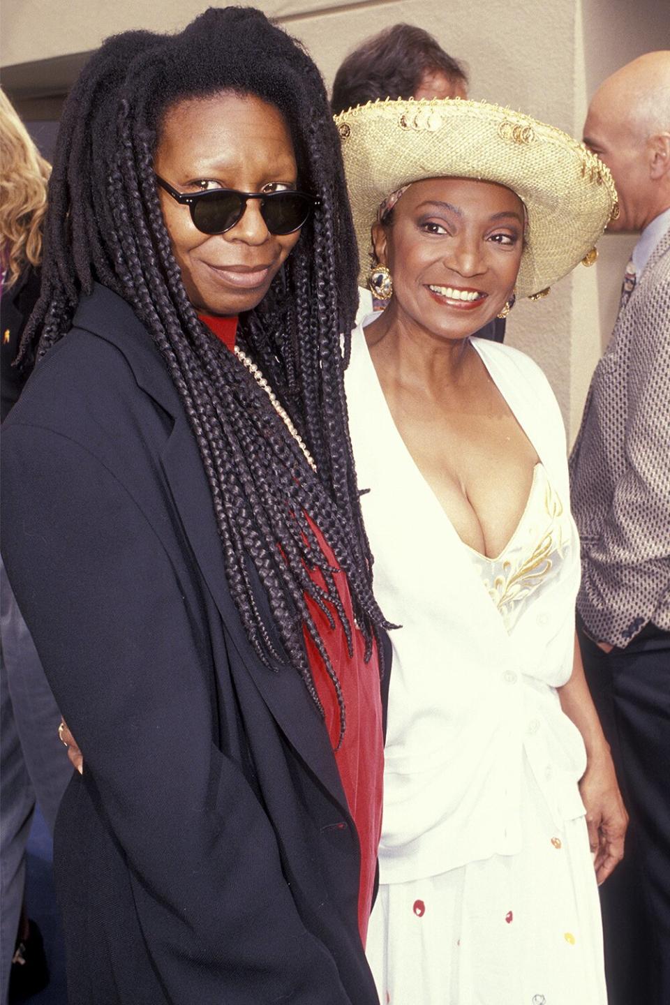 Actresses Nichelle Nichols and Whoopi Goldberg attending 25th Anniversary Party for Star Trek on June 6, 1991 at Paramount Studios in Hollywood, California.