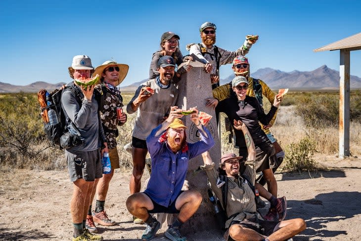 Jones (standing center) at the terminus of the Continental Divide Trail with his trail family. (Photo: Jack Jones)