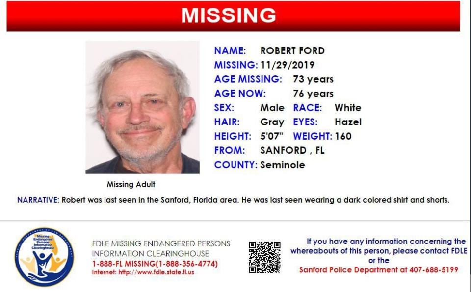 Robert Ford was last seen in Sanford on Nov. 29, 2019.