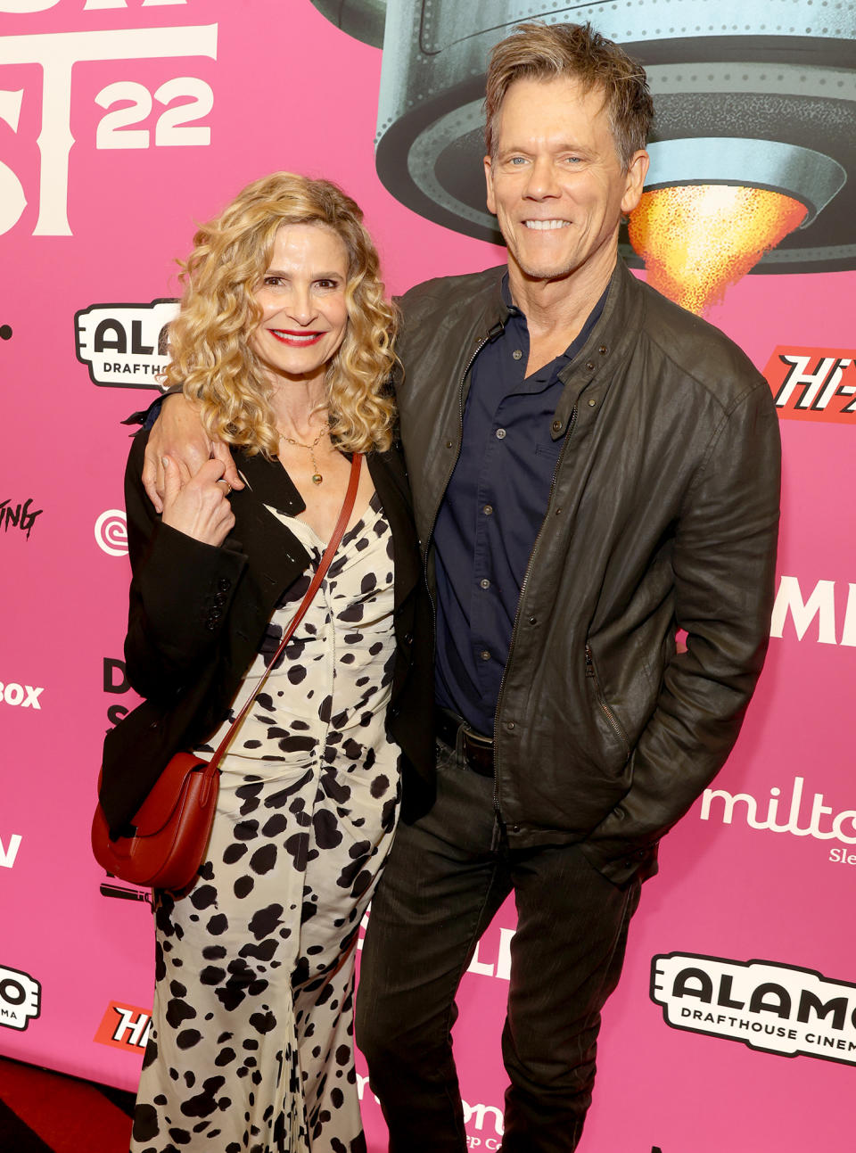 <p>Kyra Sedgwick and Kevin Bacon attend the opening night screening of Paramount Pictures' <em>SMILE</em> at Fantastic Fest 2022 at the Alamo Drafthouse in Austin on Sept. 22. </p>