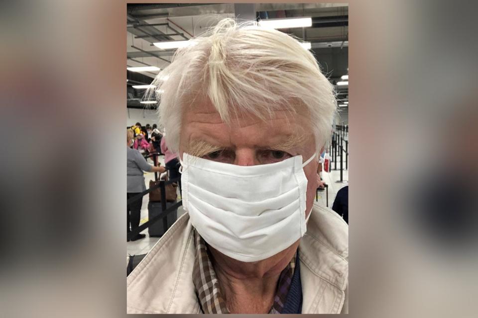 The Prime Minister's father shared a selfie as he flew to Greece, via Bulgaria (@stanleyjohnson)