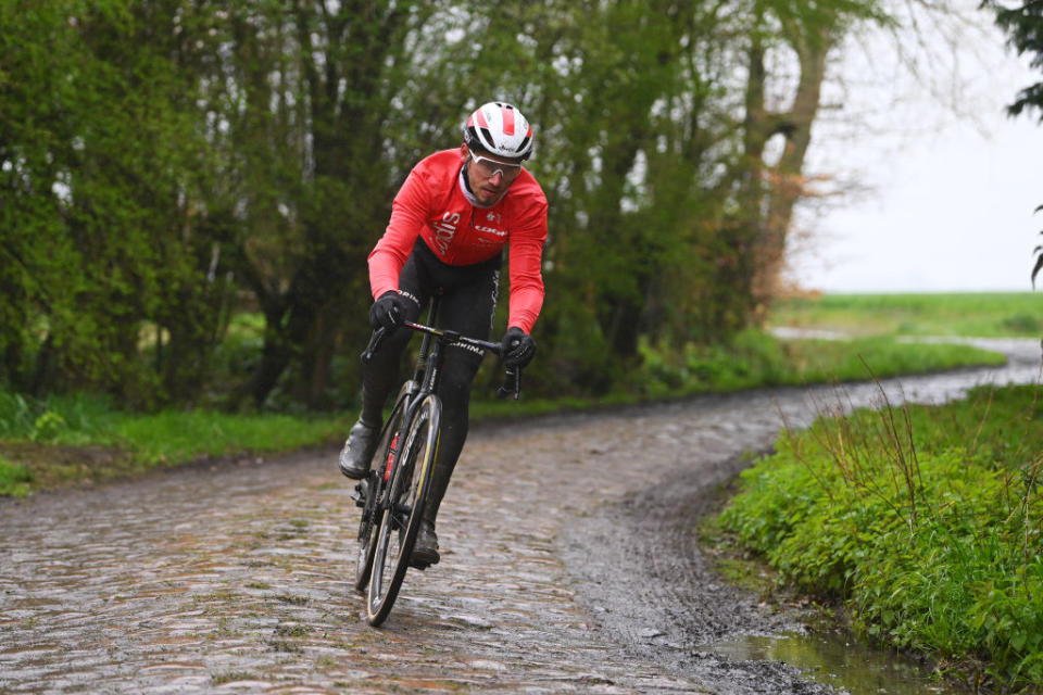 ROUBAIX FRANCE  APRIL 06 Andre Carvalho of Portugal and Team Cofidis during the ParisRoubaix 2023 Training Day 1  UCIWT  on April 06 2023 in Roubaix France Photo by Luc ClaessenGetty Images