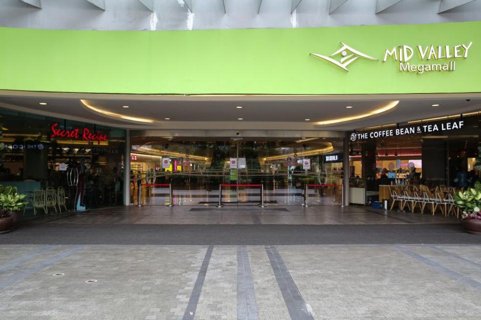 A ‘No Entry’ sign is displayed at one of the Mid Valley Megamall’s various entry points in Kuala Lumpur May 28, 2020. — Picture by Yusof Mat Isa