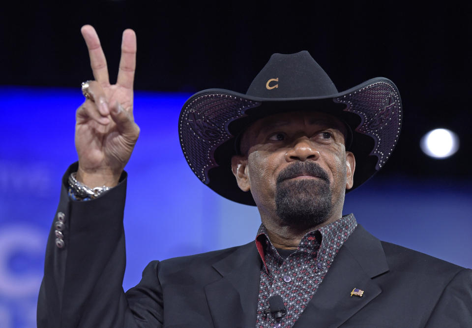 Former Milwaukee County Sheriff David Clarke speaks at the Conservative Political Action Conference. (AP Photo/Susan Walsh File)