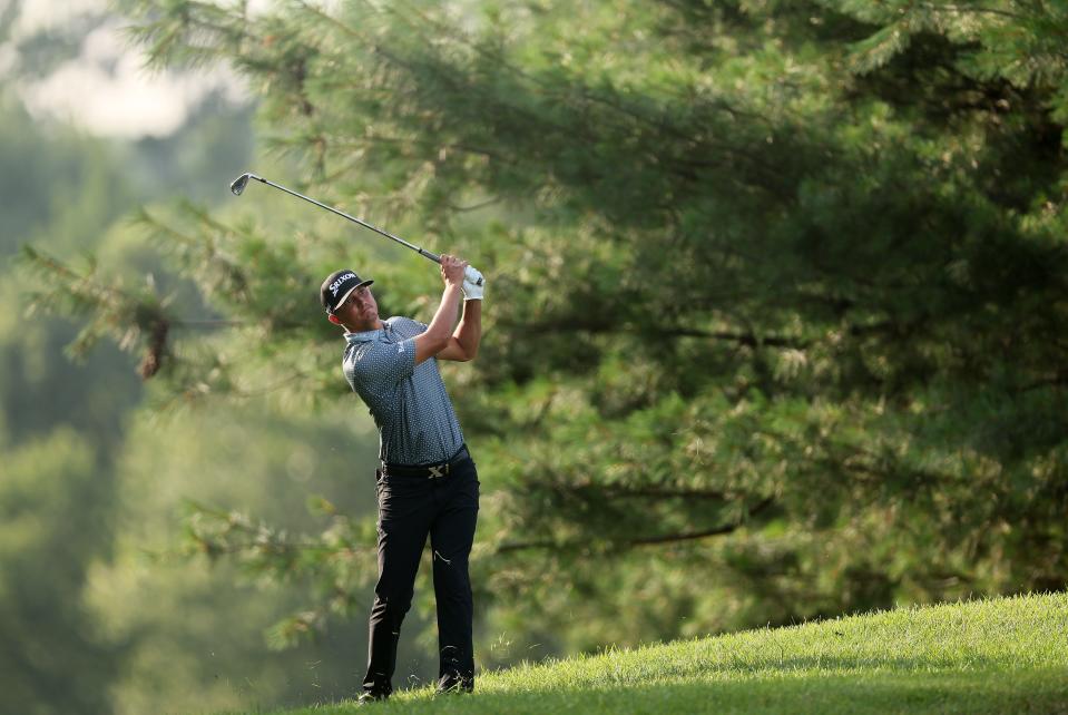 NICHOLASVILLE, KENTUCKY - JULY 13: Max McGreevy of the United States plays a second shot on the 11th hole during the first round of the Barbasol Championship at Keene Trace Golf Club on July 13, 2023 in United States. (Photo by Andy Lyons/Getty Images)