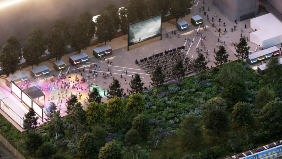 An artist's impression of how the outdoor cinema and performance space might look like