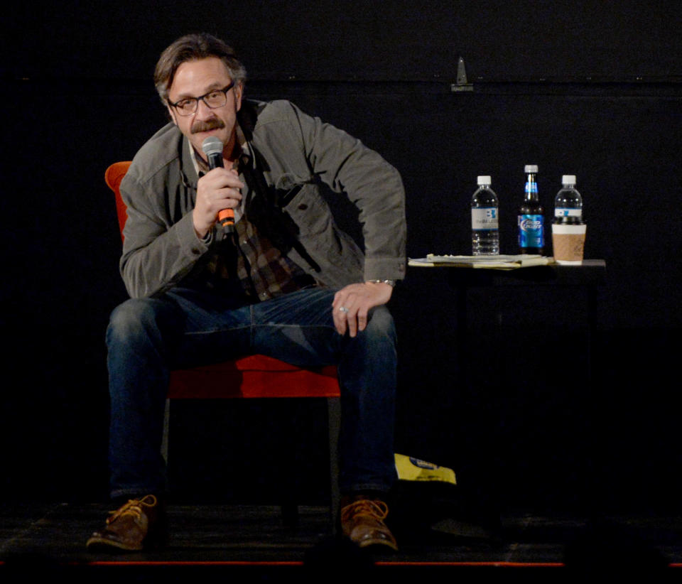 NASHVILLE, TN - MAY 15:  Comedian Marc Maron performs during the Bud Light Presents Wild West Comedy Festival - Marc Maron: WTF Podcast With Vince Vaughn at the Belcourt Theatre on May 15, 2014 in Nashville, Tennessee.  (Photo by Rick Diamond/Getty Images for Bud Light)