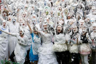 <p>Students from St Andrews University are covered in foam as they take part in the traditional “Raisin Weekend” on Lower College Lawn, Oct. 23, 2017, in St Andrews, Scotland. (Photo: Jeff J Mitchell/Getty Images) </p>