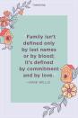 <p>"Family isn’t defined only by last names or by blood; it’s defined by commitment and by love.”</p>