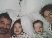 <p>The late-night host and his family ended 2017 on a great note, after their youngest <a rel="nofollow" href="https://www.yahoo.com/entertainment/jimmy-kimmel-gives-emotional-health-173056593.html" data-ylk="slk:dealt with some serious health issues;elm:context_link;itc:0;sec:content-canvas;outcm:mb_qualified_link;_E:mb_qualified_link;ct:story;" class="link  yahoo-link">dealt with some serious health issues</a> following his birth eight months ago. “Happy new year from our family to you and yours,” Kimmel captioned a photo of himself cuddling with Billy, wife Molly McNearney, and their 3-year-old daughter, Jane. Thankfully, after two heart surgeries, Billy is doing great! (Photo: <a rel="nofollow noopener" href="https://www.instagram.com/p/BdaXxHJnQOe/?taken-by=jimmykimmel" target="_blank" data-ylk="slk:Jimmy Kimmel via Instagram;elm:context_link;itc:0;sec:content-canvas" class="link ">Jimmy Kimmel via Instagram</a>) </p>