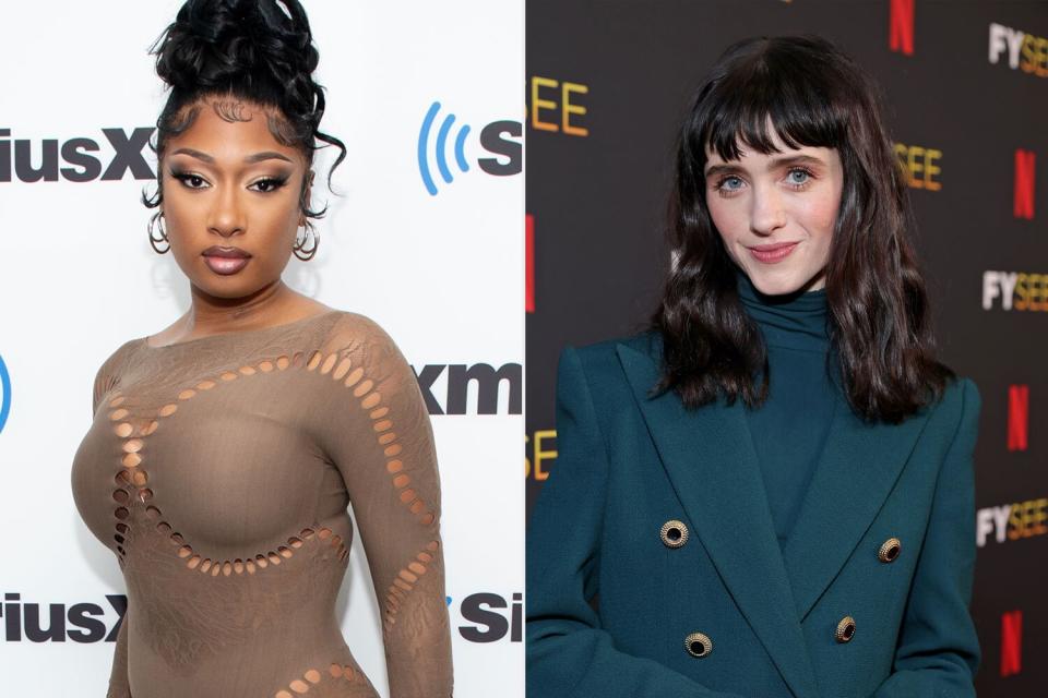NEW YORK, NEW YORK - AUGUST 10: Megan Thee Stallion visits the SiriusXM Studios on August 10, 2022 in New York City. (Photo by Noam Galai/Getty Images for ABA); LOS ANGELES, CALIFORNIA - MAY 27: Natalia Dyer attends Netflix's Stranger Things ATAS Official Screening at Raleigh Studios Hollywood on May 27, 2022 in Los Angeles, California. (Photo by Emma McIntyre/Getty Images for Netflix)