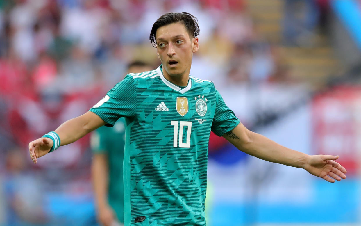 Mesut Ozil during the 2018 FIFA World Cup Russia group F match between Korea Republic and Germany at Kazan Arena on June 27, 2018 in Kazan, Russia.