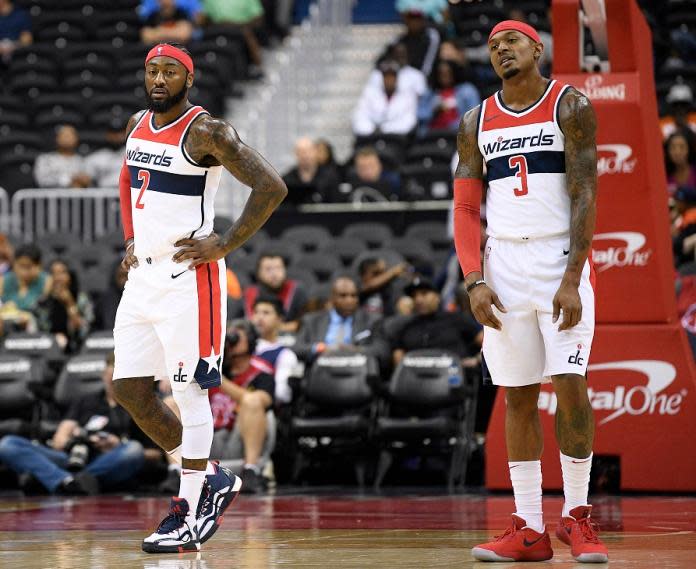 ▲巫師雙槍John Wall(左)以及Bradley Beal(右)。（圖／美聯社／達志影像）