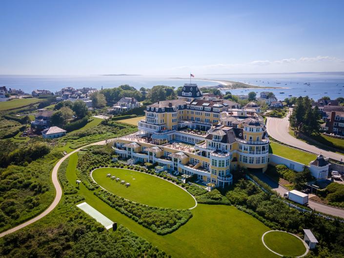 An aerial view over Ocean House Hotel in Westerly, Rhode Island.