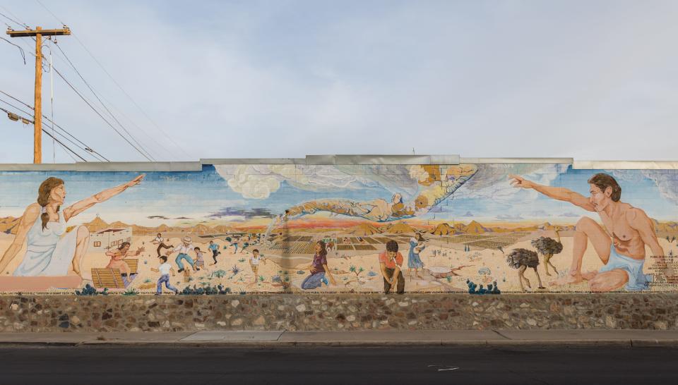 Carlos Callejo painted "Aids" with students from the Upper Rio Grande Private Industry Council (PIC) Summer Youth Employment Program and the Chicano AIDS in 1988. The mural is located at 801 E. 7th Ave. in El Paso, Texas.