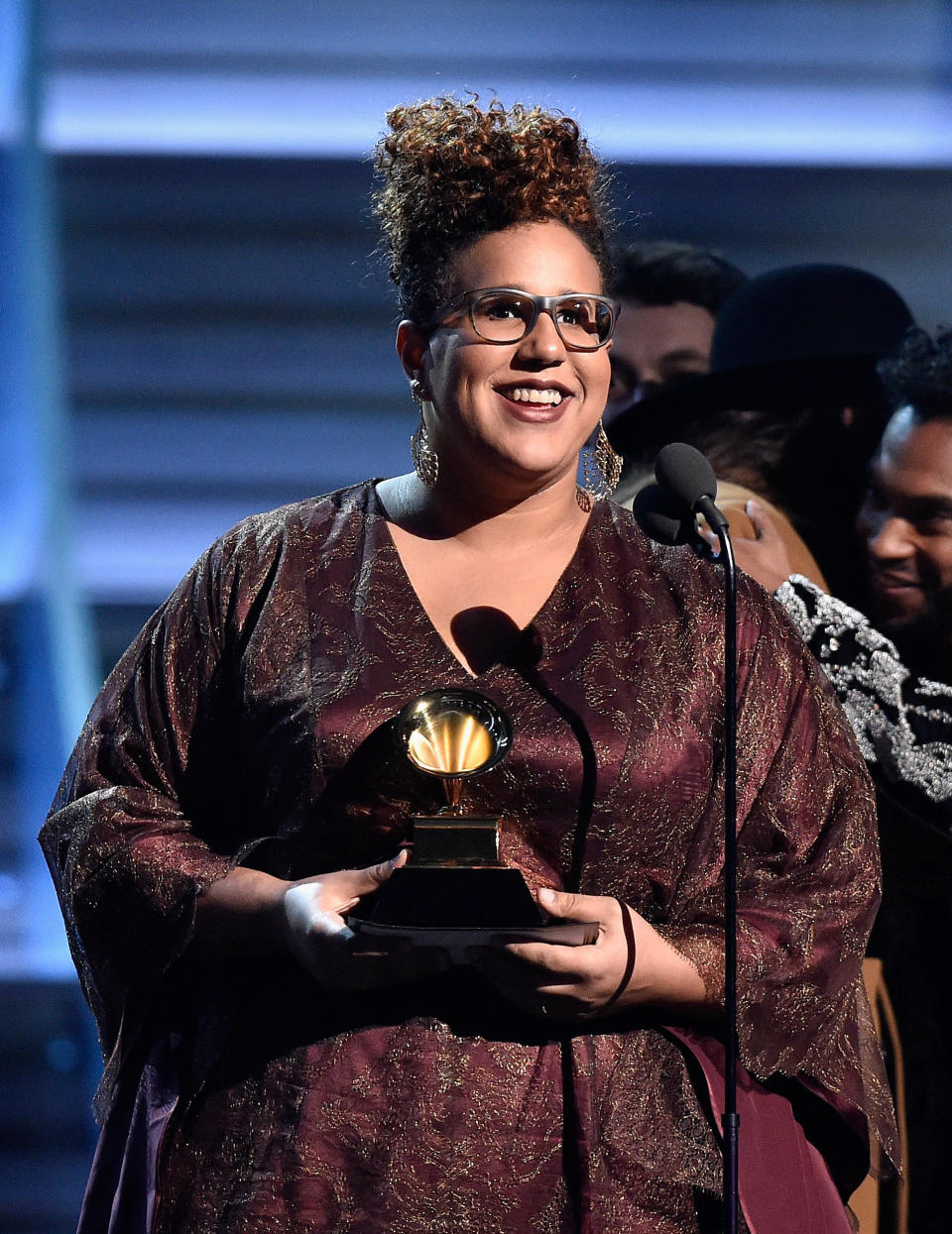 LOS ANGELES, CA - FEBRUARY 15:  Singer Brittany Howard of Alabama Shakes accepts the award for Best Rock Performance for 'Don't Wanna Fight' onstage during The 58th GRAMMY Awards at Staples Center on February 15, 2016 in Los Angeles, California.  (Photo by Kevork Djansezian/Getty Images for NARAS)