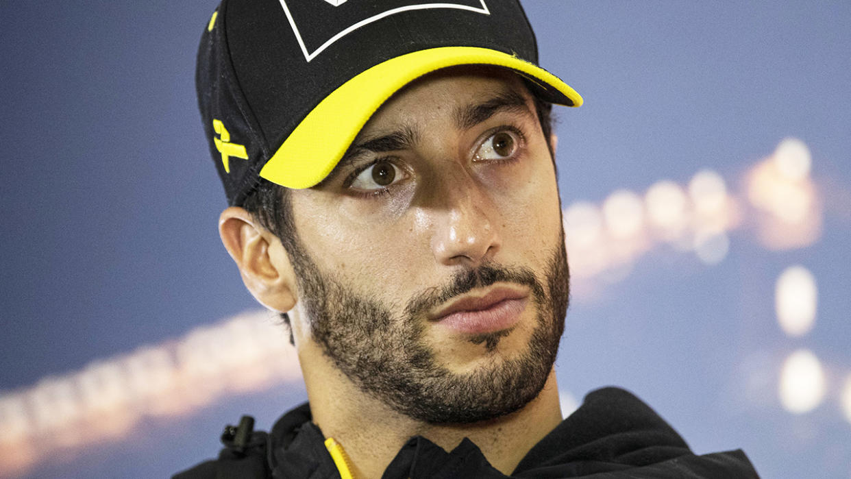 Daniel Ricciardo is pictured at a Formula One press conference.