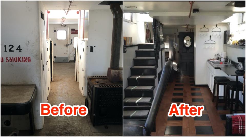 Preview of train caboose transformed into an Airbnb