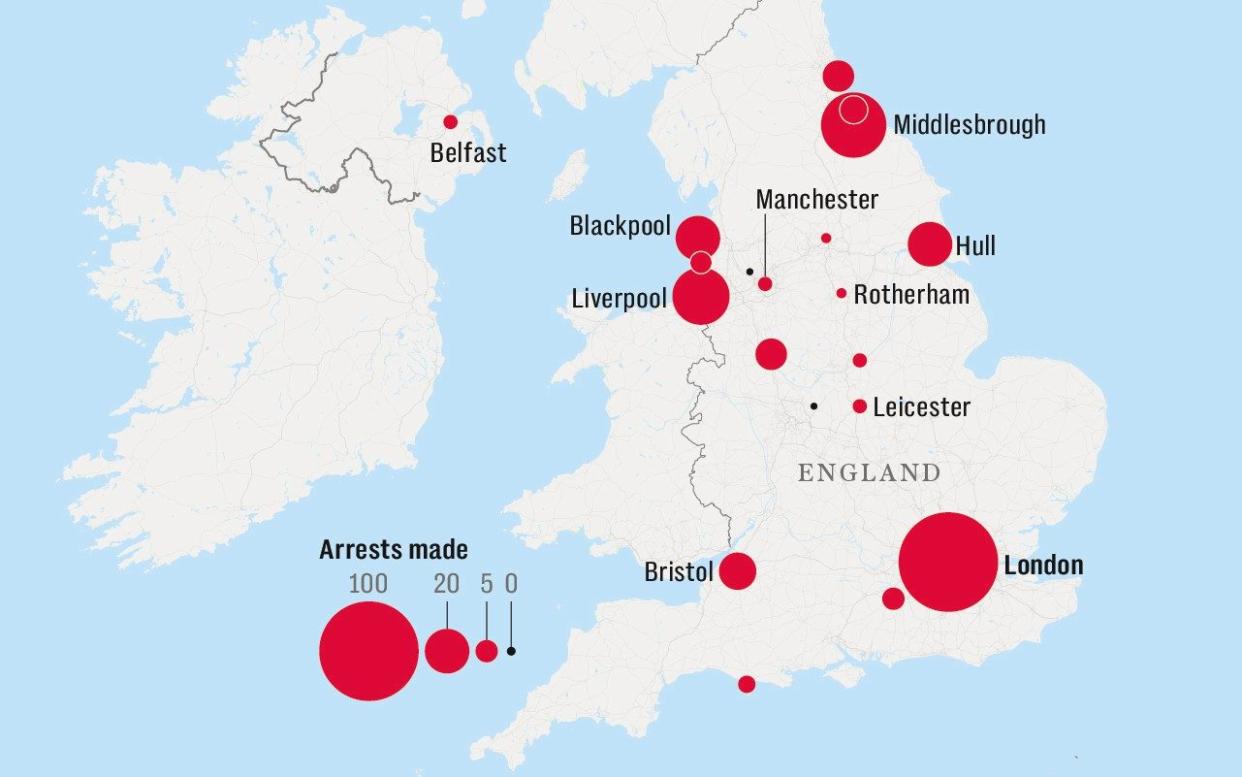 How the riots spread through the UK