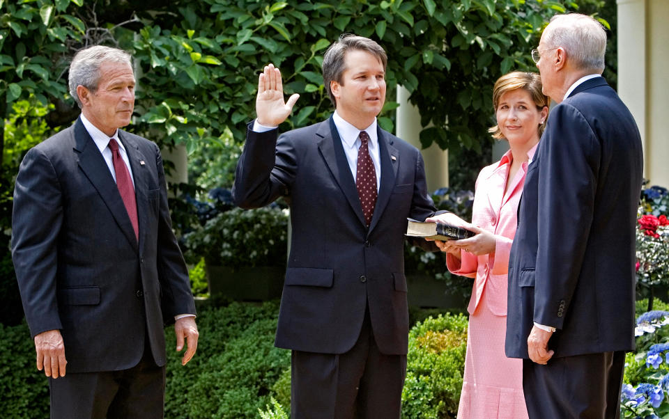 Kavanaugh is sworn in by Justice Kennedy in 2006 after being nominated by President George W. Bush as a judge on the U.S. Court of Appeals for D.C.