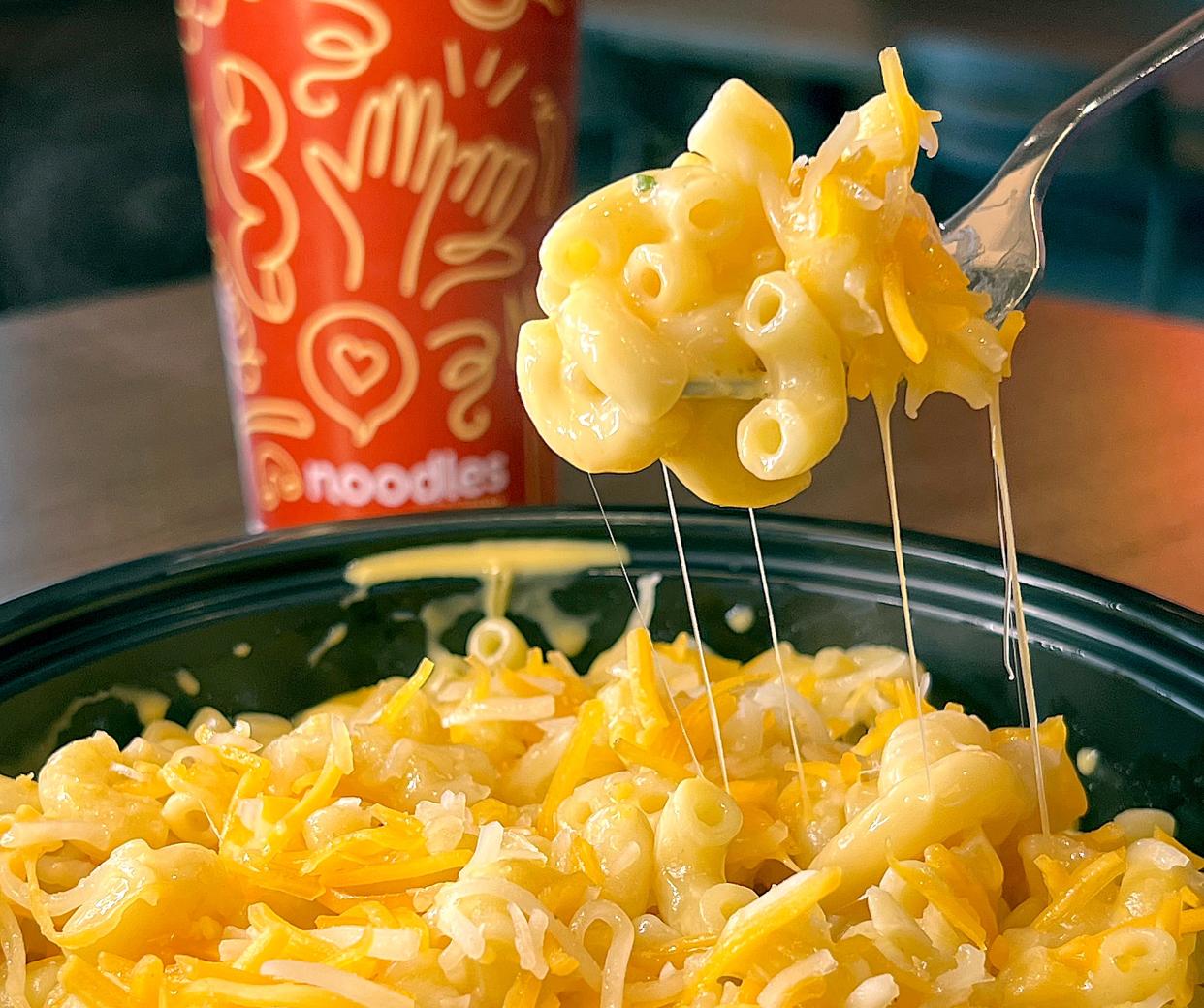 A cheesy order of Wisconsin Mac & Cheese from Noodles & Company.