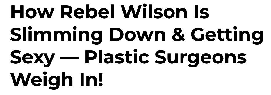 headline saying plastic surgeons are now weighing in about rebel's weight