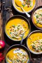 <p>Throw sweet potatoes, apples, almond butter, and a few other ingredients in the slow cooker, go about your business, and return to a pretty soup that screams fall. </p><p><a class="link " href="https://www.foodfaithfitness.com/creamy-healthy-fall-vegan-sweet-potato-soup-in-the-slow-cooker/" rel="nofollow noopener" target="_blank" data-ylk="slk:GET THE RECIPE;elm:context_link;itc:0;sec:content-canvas">GET THE RECIPE</a></p><p><em>Per </em><em>serving</em><em>: 278 calories, 9 g fat (2.5 g saturated), 50 g carbs, 23 g sugar, 560 mg sodium, 8 g fiber, 4 g protein</em></p>