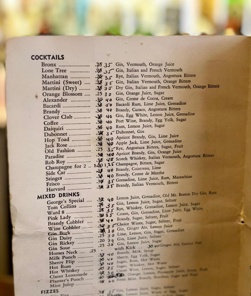 The menu is riddled with what, by today's standards, would be considered classic cocktails.