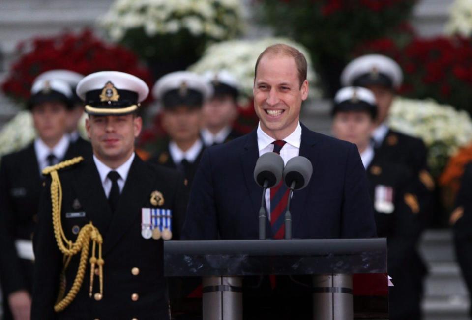 The Duke of Cambridge speaks to assembled guests and dignitaries at the Legislative Assembly in Victoria, B.C., Saturday, Sept 24, 2016. Photo: THE CANADIAN PRESS/Chad Hipolito