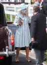 <p>It was all stripes for Camilla at the Royal Ascot. She even matched her mask. </p>