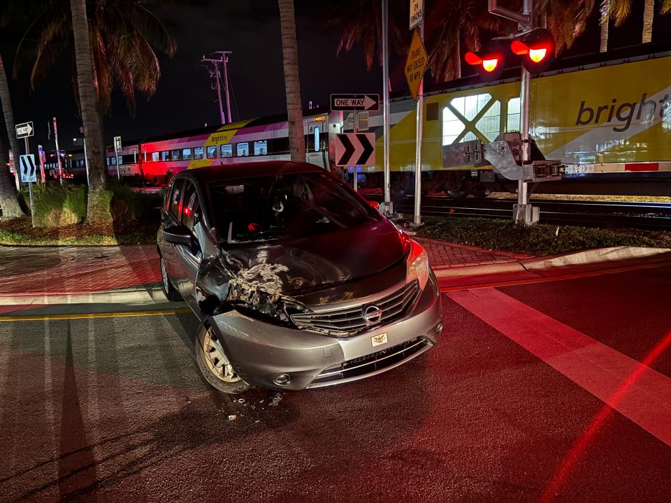 Emergency officials on Jan. 28, 2024, responded to an incident in which a Brightline train and a vehicle collided in downtown Jensen Beach. No one was injured.