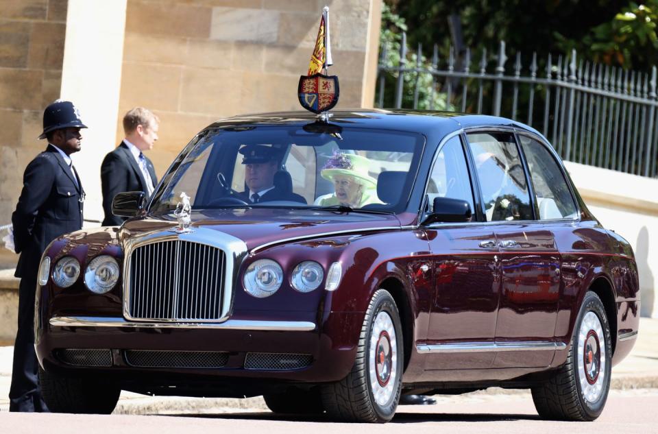 Queen Elizabeth II arrives at St. George's Chapel.