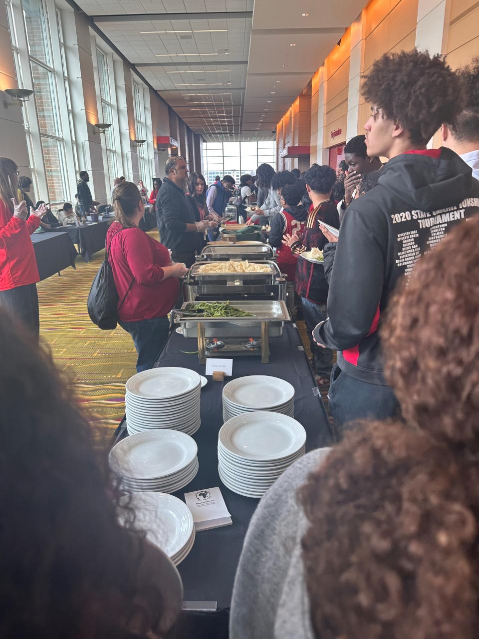 A food buffet is spread of student at the AHESLI event.