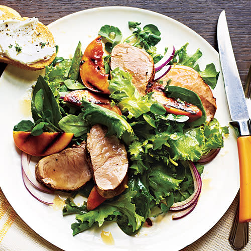 Pork Tenderloin Salad and Grilled Nectarines