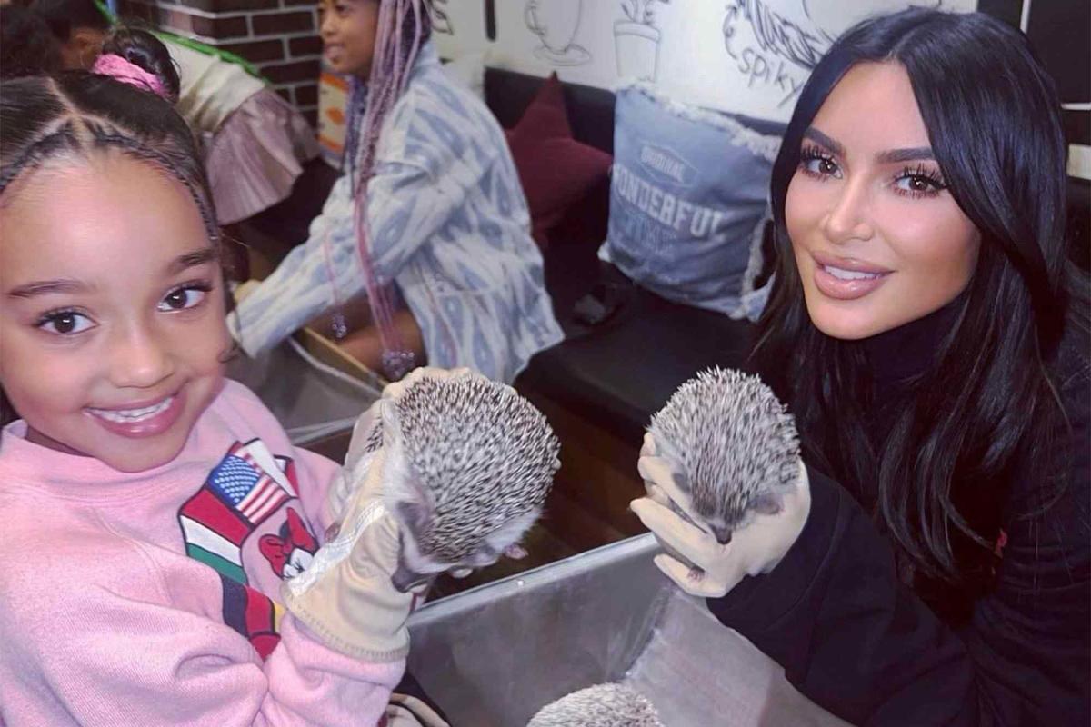 Kim Kardashian goes BRALESS on rollercoaster ride with daughters Chicago,  4, & North, 9, at New Jersey mall