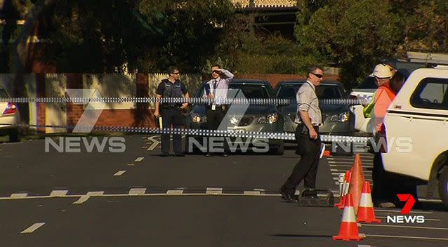 Police at the St Kilda scene. Source: 7News
