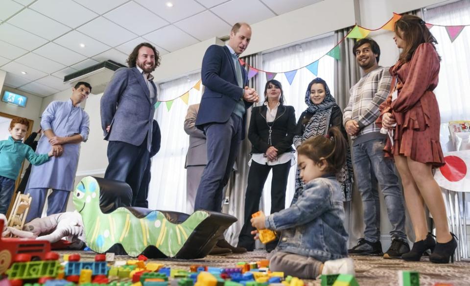 The Duke of Cambridge watched young children play during the visit (Danny Lawson/PA) (PA Wire)