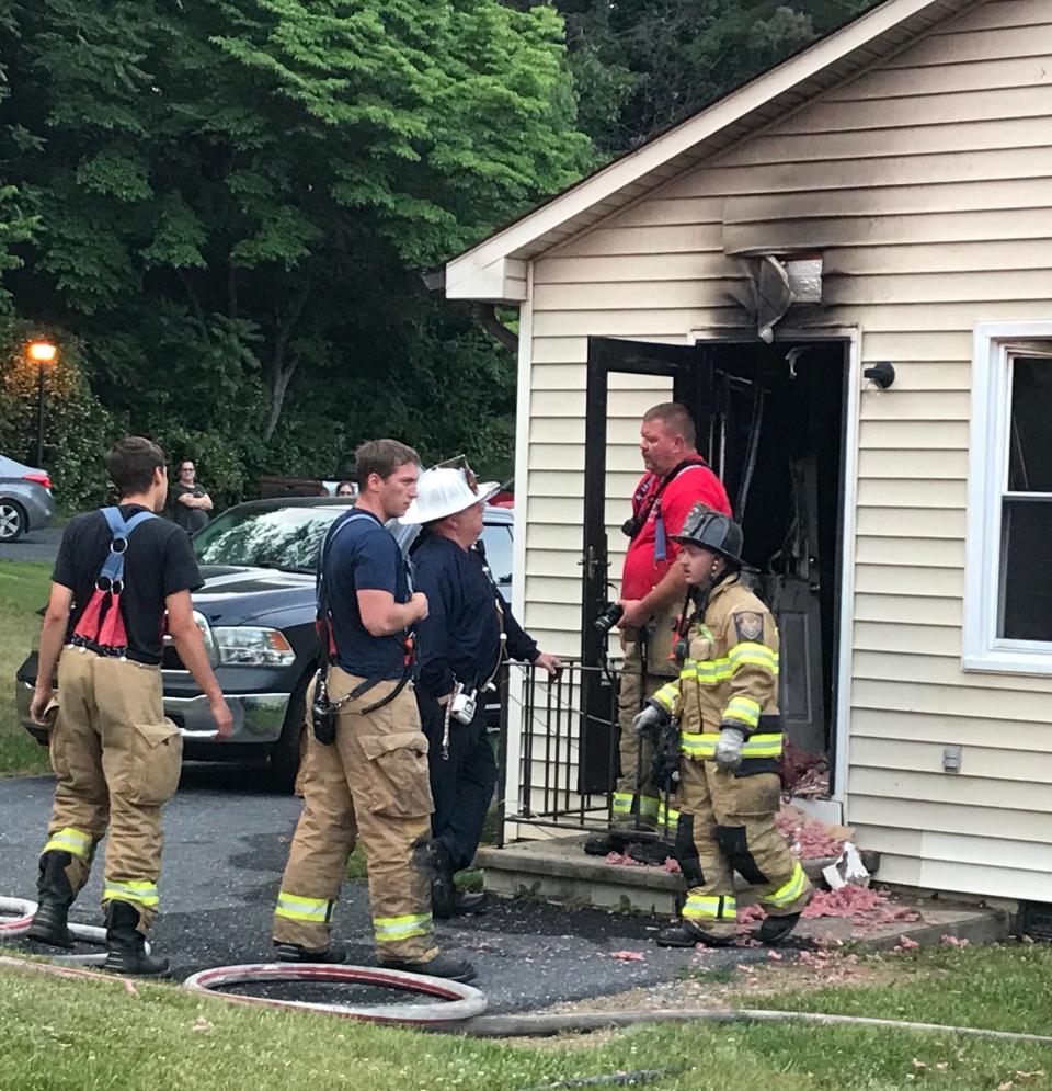 A fire at the College Woods Duplexes in Weyers Cave on Friday night displaced three people, including an infant.