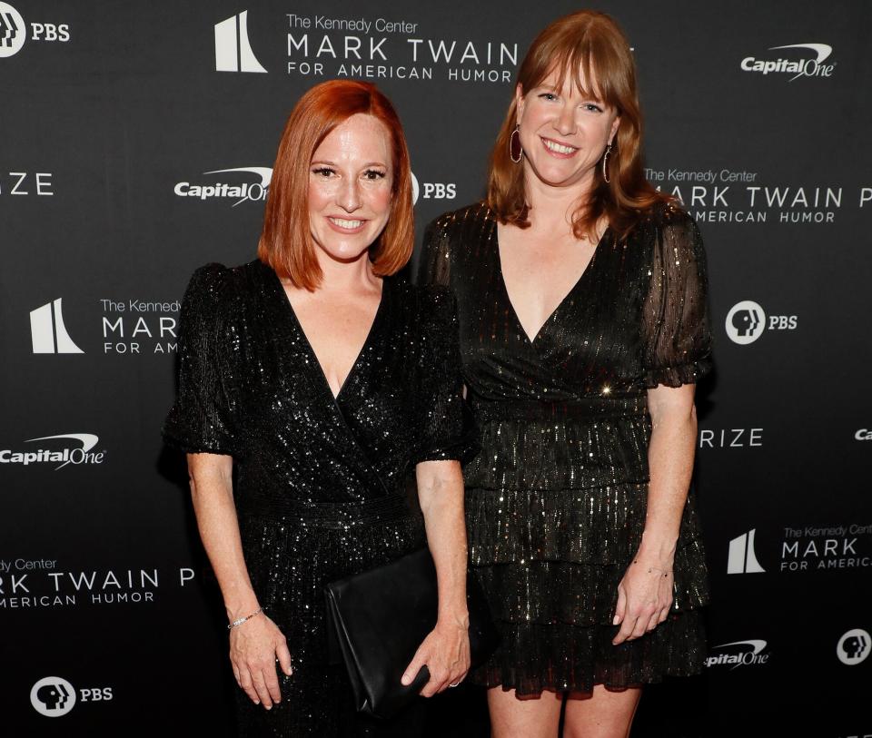 Jen Psaki and Kate Bedingfield attend the 23rd Annual Mark Twain Prize For American Humor at The Kennedy Center on April 24, 2022 in Washington, DC.