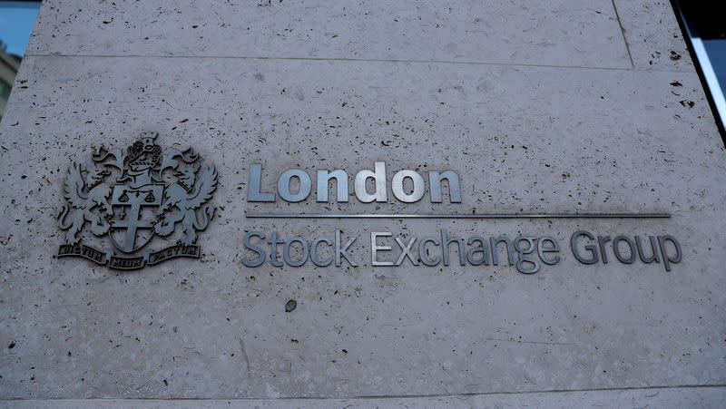 FILE PHOTO: Signage is seen outside the entrance of the London Stock Exchange in London, Britain. Aug 23, 2018. REUTERS/Peter Nicholls/File Photo