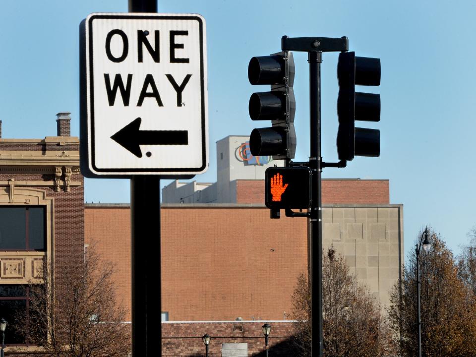 While traffic lights point both north and south on Fourth Street at the corner of Capitol Avenue on Tuesday Dec. 12, 2023, the one-way signs could be coming down in early May, said Public Works officials at the city of Springfield.