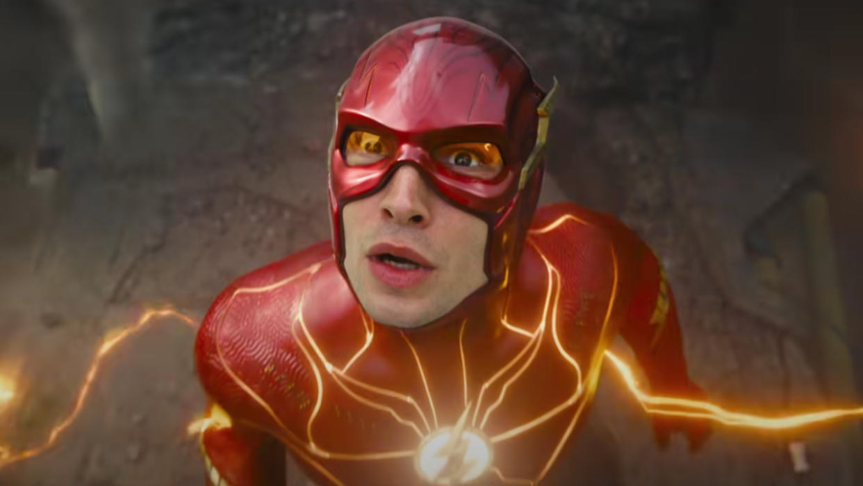  Ezra Miller's The Flash looking in disbelief. 