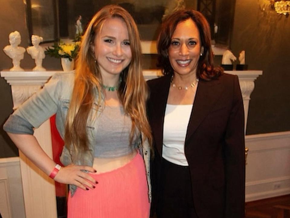 Caroline Giuliani with Kamala Harris, who she endorsed despite her father Rudy Giuliani’s ties to Donald Trump (carolinerosegiu/Instagram)