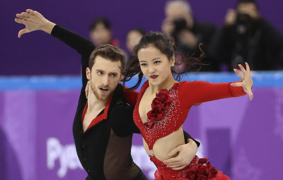 Yura Min and Alexander Gamelin of South Korea compete at the Winter Olympics on Feb. 11, 2018. (Photo: Lucy Nicholson/Reuters)