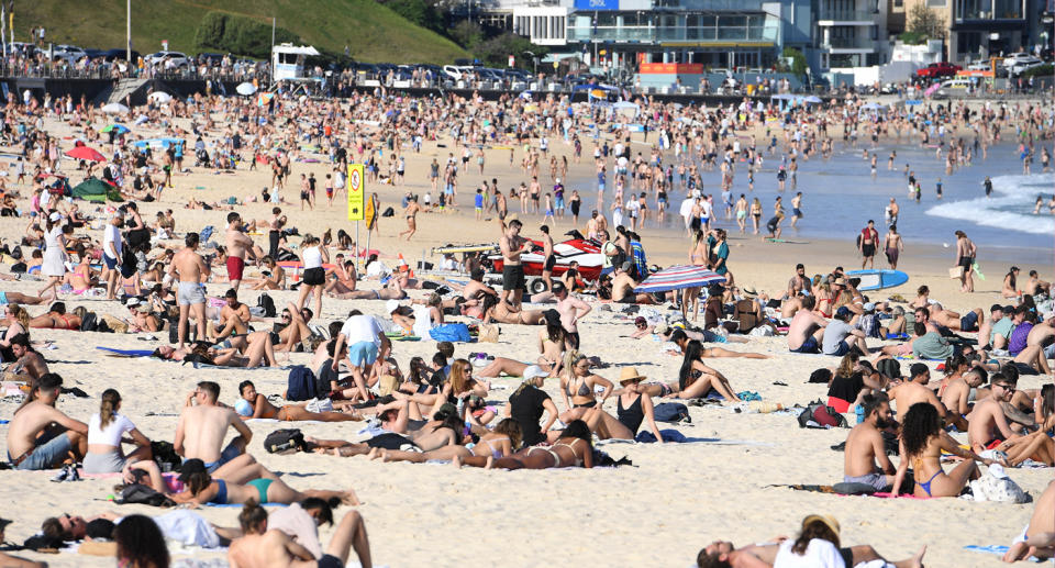 Thousands flocked to Bondi on Saturday on a day of glorious weather. Source: AAP