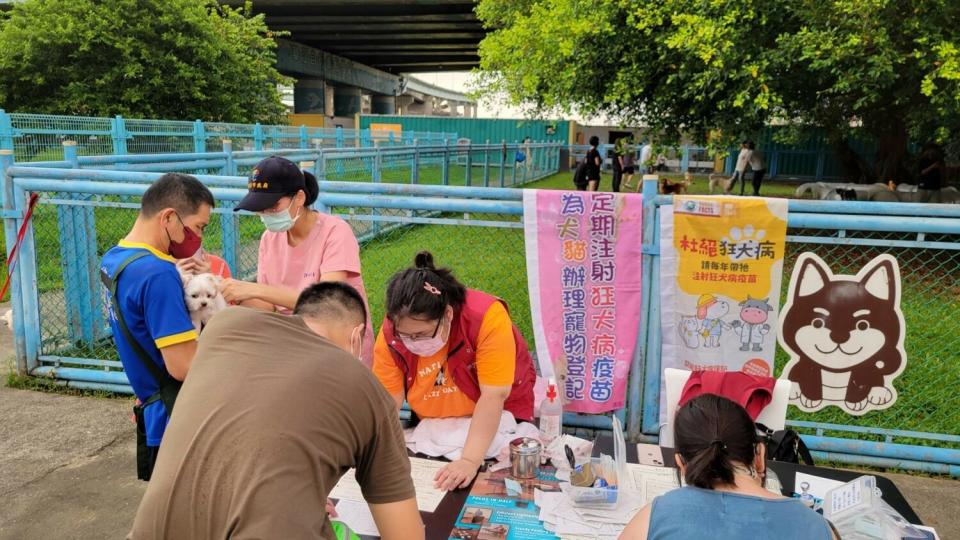 111年板橋區寵物公園巡迴注射。   圖：新北市動保處提供