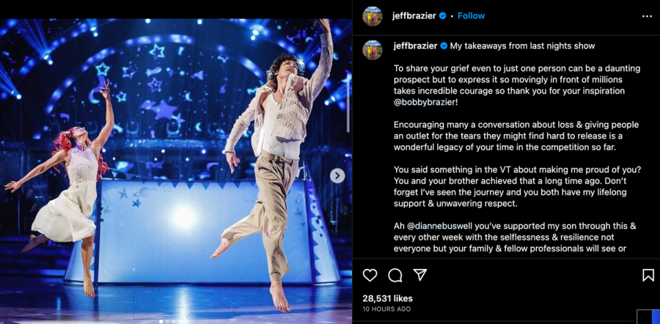 Jeff Brazier reflects on son Bobby’s ‘wonderful’ Jade Goody tribute on ‘Strictly’ (Instagram)