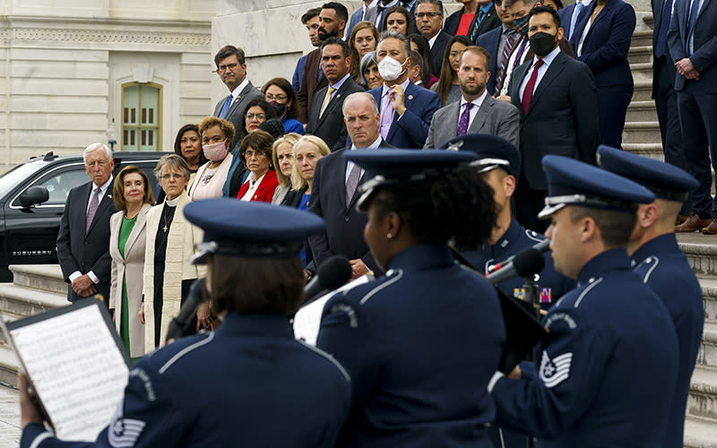 Members of Congress and staff listen to the U.S. Air Force Band