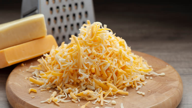 grated cheddar on board